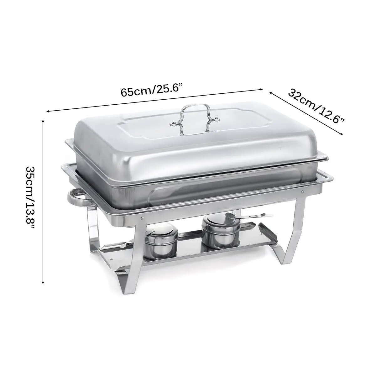 

9 Quart Stainless Steel Rectangular Buffet Stove Chafing Dish 65x35cm for Catering Buffet Food Warmer Burner Tray Wedding Party