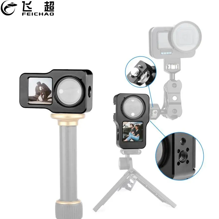 

CNC Camera Cage Protective Case Housing Aluminum Alloy Frame Shell with 37mm Filter For DJI Osmo Action 2 Camera Accessories