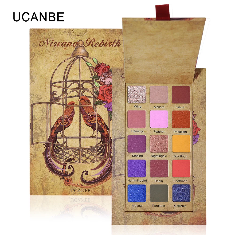 UCANBE gallinule 15 Colors Shimmer Matte Eyeshadow Glitter Eye Shadow Makeup Pallete Pigmented Long-Lasting Waterproof Cosmetics |