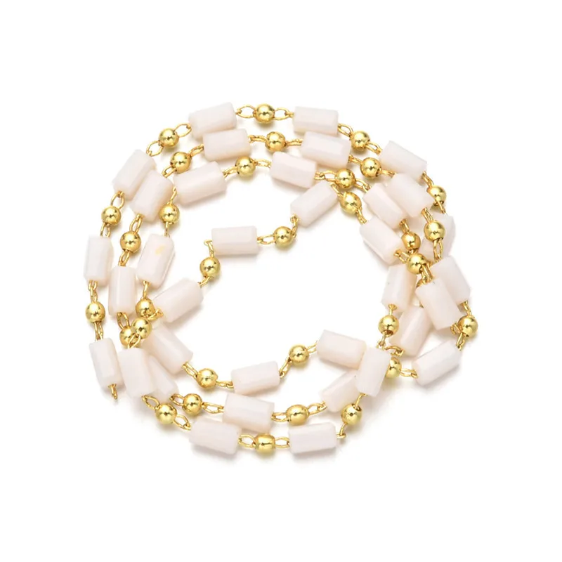 

1 Meter Handmade Gold Silver Color Wire Wrapped Chain Stone Beads Chains For Necklaces Bracelets Anklet Making DIY Jewelry Find