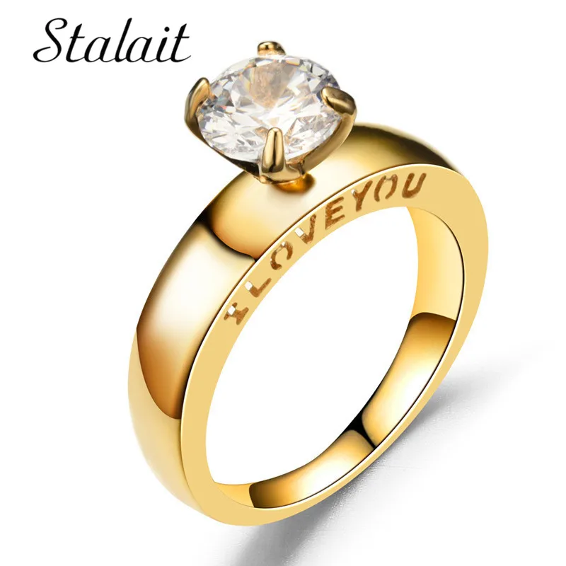 Роскошные парные кольца с инкрустацией из круглого циркония полые нержавеющей