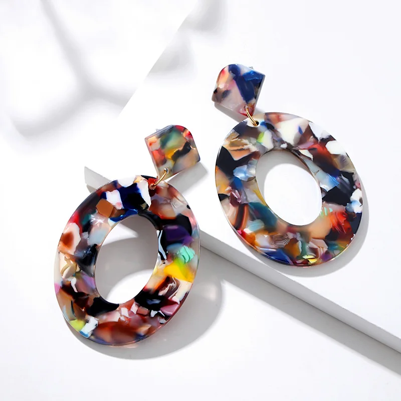 Multicolor 1 BICUX модные богемные массивные акриловые Висячие серьги для женщин винтажные корейские геометрические висячие серьги ювелирные изделия - Окраска металла: Multicolor 1