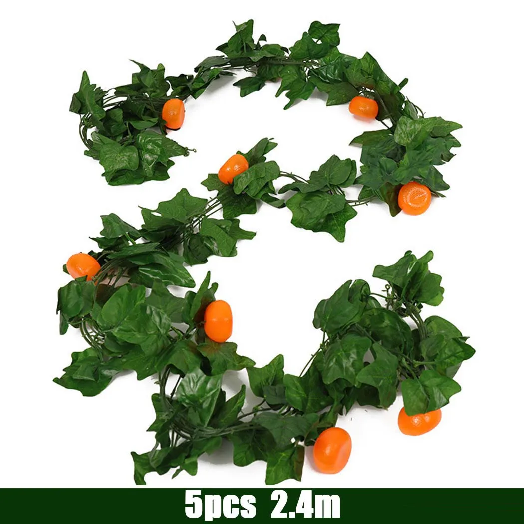 

5Pcs Ivy Vine Leaf Rattan Artificial Ivy Leaf Fruit Plants Vine Hanging Fake Flowers Home Decor High Quality
