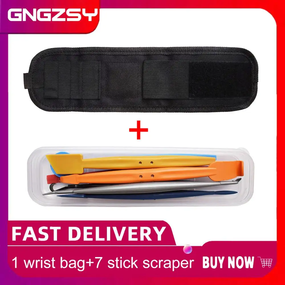 

1PC Magnetic Wristband Portable Tool Bag + 7PCS Magnet Corner Scraper Car Stickers Decal Carbon Foil Film Wrapping Tools B20+D09