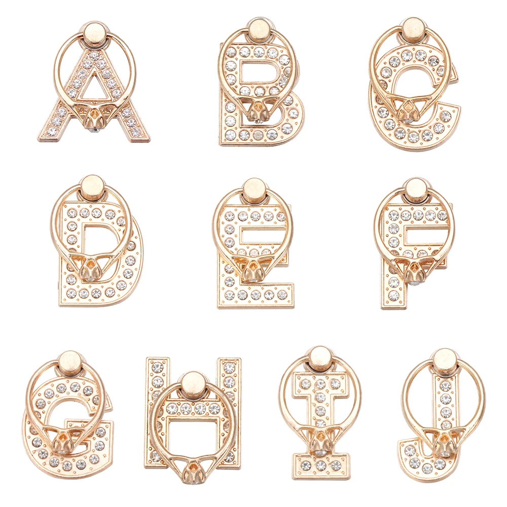 

Universal Smartphone A-Z Letter Stand 360 Rotation Multi-function Cell Phone Bracket Alphabet Luxury Diamond Finger Ring Holder