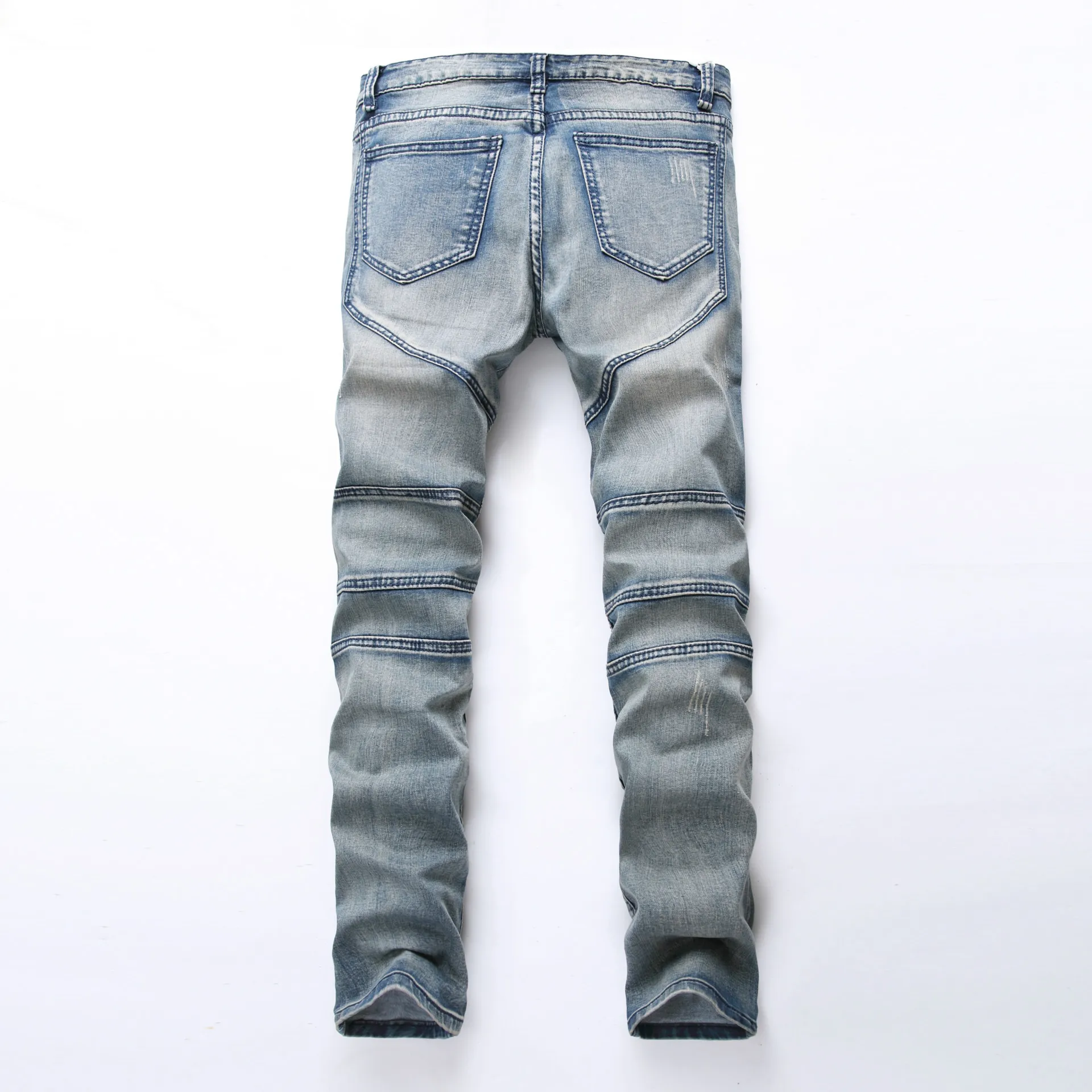 2021 Vibe Style Hole Ripped Pleated Men Vintage Slim Jeans Trousers Travis Scott Hip Hop Punk Gothic Pencil Denim Pants Pantalon