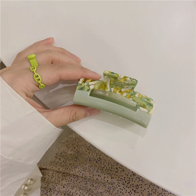 

2021 New Green Series Girls Cute Hollow Geometric Matte Hair Claws Sweet Headband Hair Clips Hairpins Fashion Hair Accessories