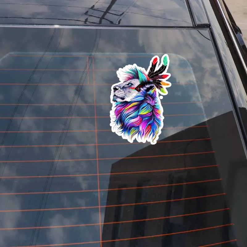 

Aliauto Beautiful Animal Lion with Colourful Hair PVC Car Sticker Popular Waterproof Reflective Creative Decal PVC,17cm*12cm