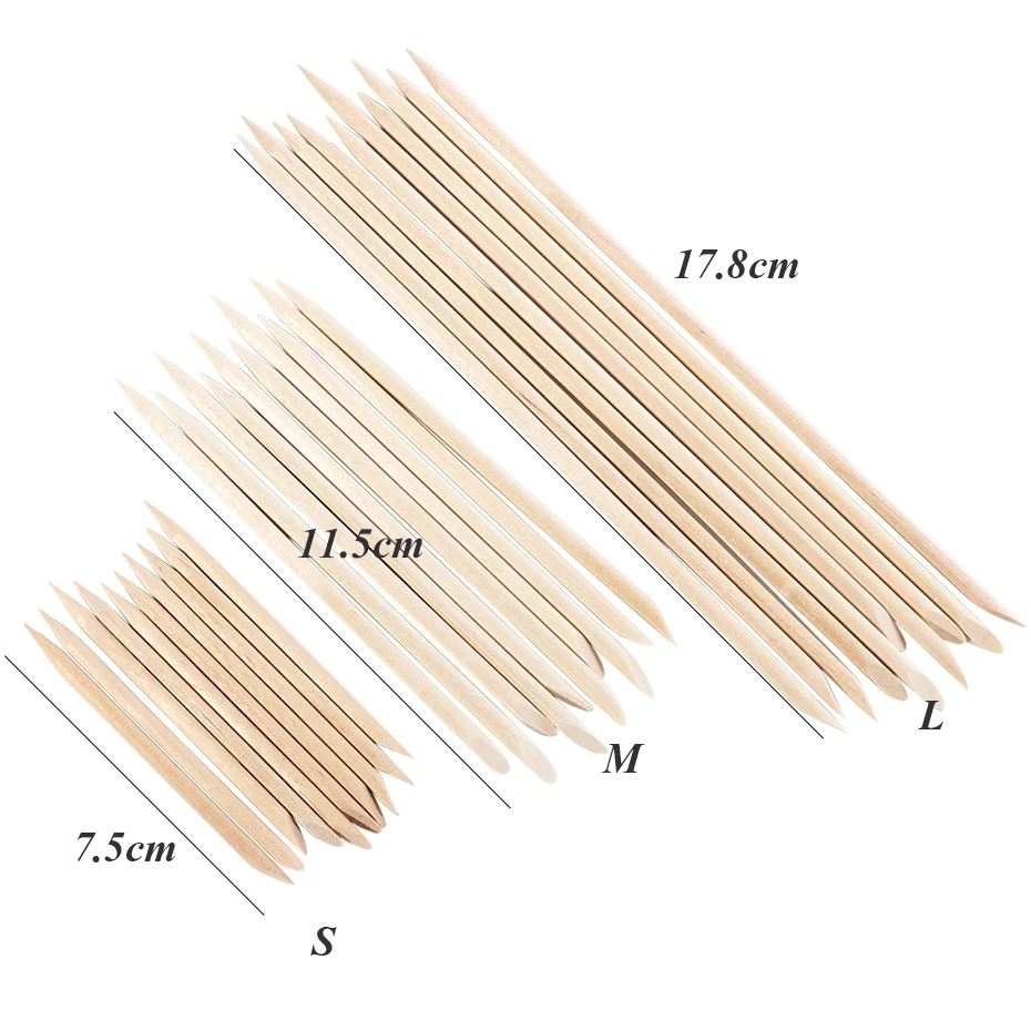 4 разных размера палочки из оранжевого дерева двухсторонняя толкатель для