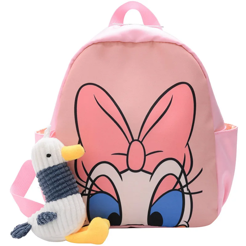

Disney mickey mouse doll pendant backpack Donald Duck New Children's handbag Cartoon Schoolbag Daisy Nylon Backpack