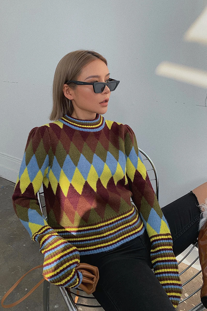 Новинка 2019 модная повседневная женская одежда осенний и зимний клетчатый свитер