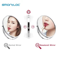 smartloc 17cm 1x5x magnifying bathroom mirror wall mounted makeup mirror bath double adjustable round cosmetic beauty mirror