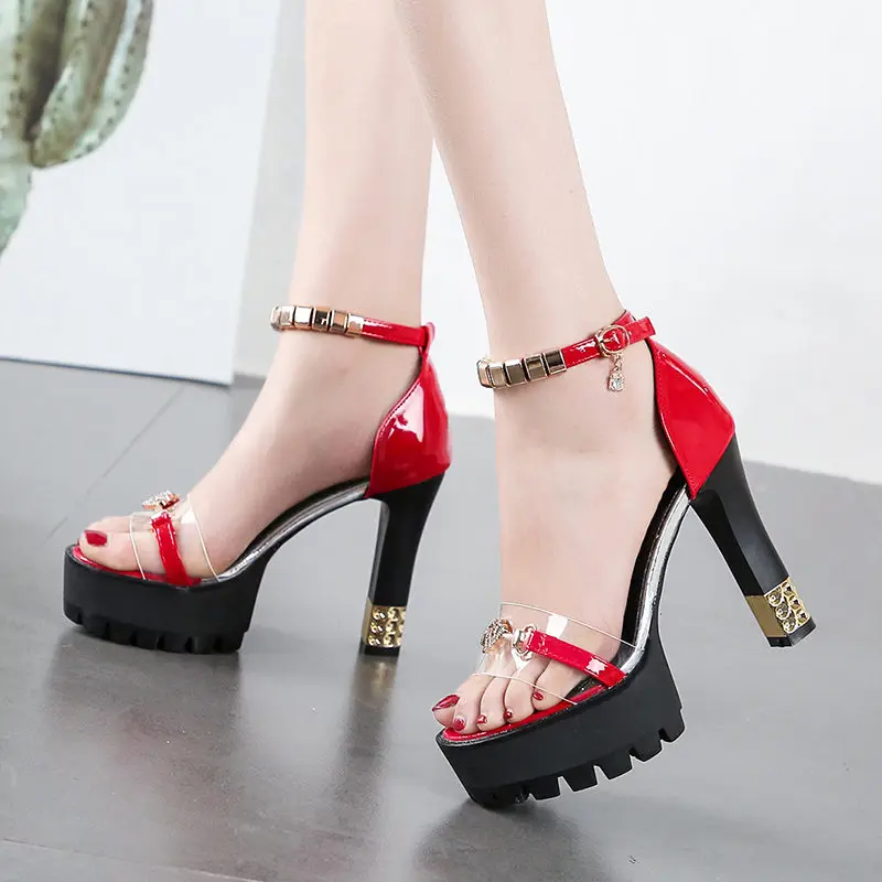 Сандалии женские на платформе и толстом высоком каблуке Босоножки с открытым