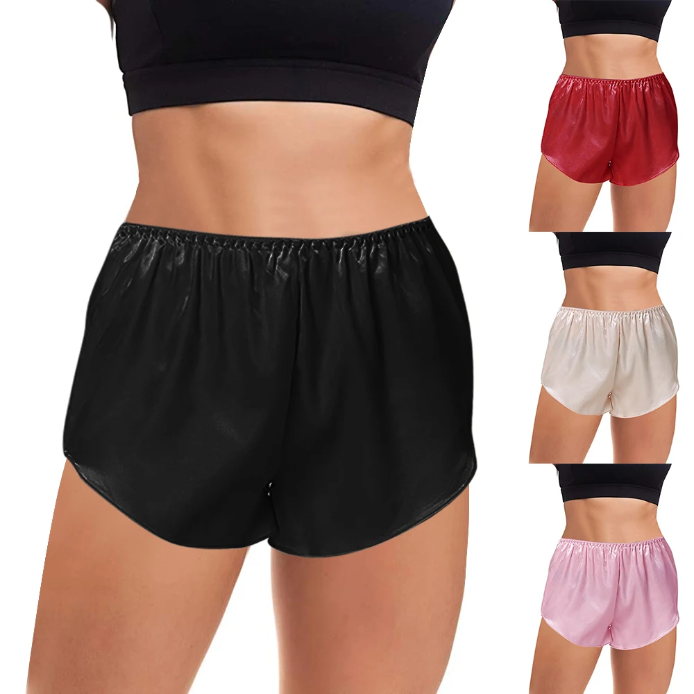 Женские атласные пижамы Puimentiua Короткие Свободные повседневные ночные трусы