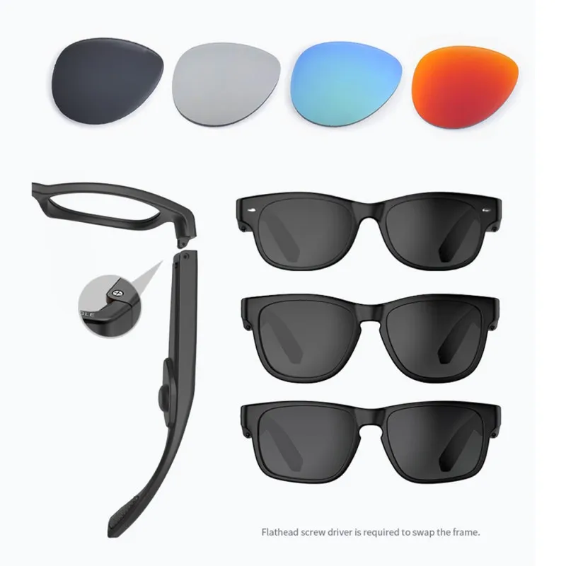 High End Bone Conduction Wireless Glasses Bluetooth 5.0 Open-Ear Headset Polarized Eyeglasses With Sunglasses | Электроника