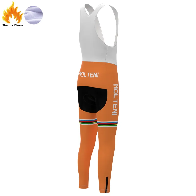 1987 Competition MOLTENI Team Retro Man Fleece Cycling trousers Triathlon Bike Skinsuit Pants Gel Pad Pantalón ciclismo hombre | Спорт и