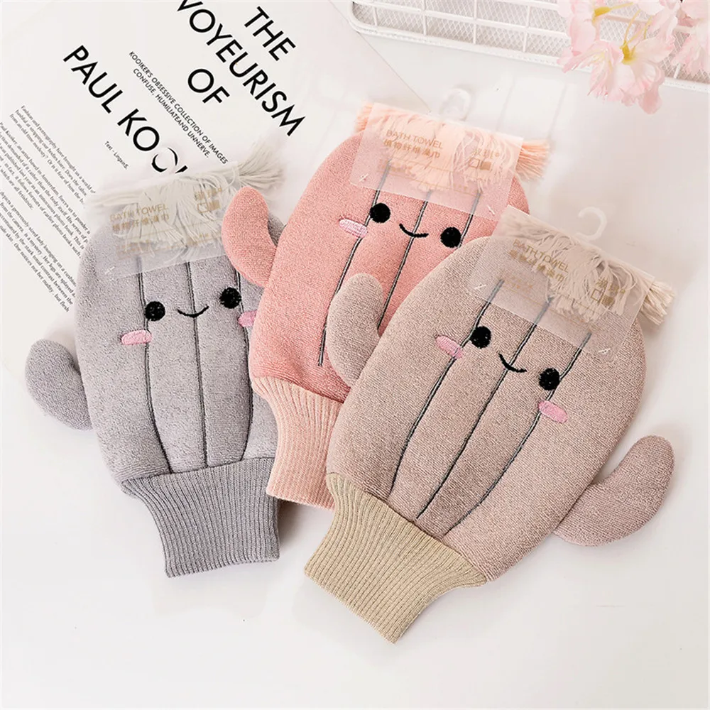 

Cute Cactus Shape Exfoliating Gloves Shower Body Brush Fingers Bath Towel Peeling Mitt Body Scrub Gloves Bathroom Accessories