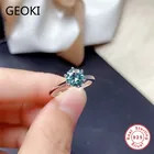 Кольцо Geoki из серебра 925 пробы, с синим и зеленым муассанитом