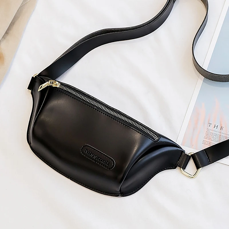 

Leather Belt Bag Luxury Waist Bags Female Fanny Pack Casual Chest Crossbody Pack Unisex Waist Bag Black
