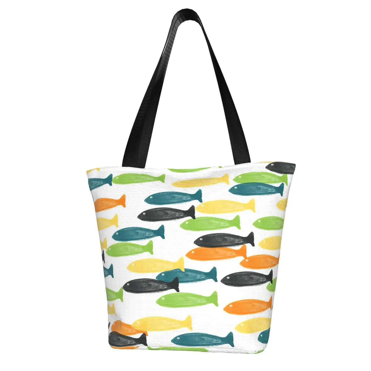 Colorful Fish Polyester outdoor girl handbag, woman shopping bag, shoulder bag, canvas bag, gift bag