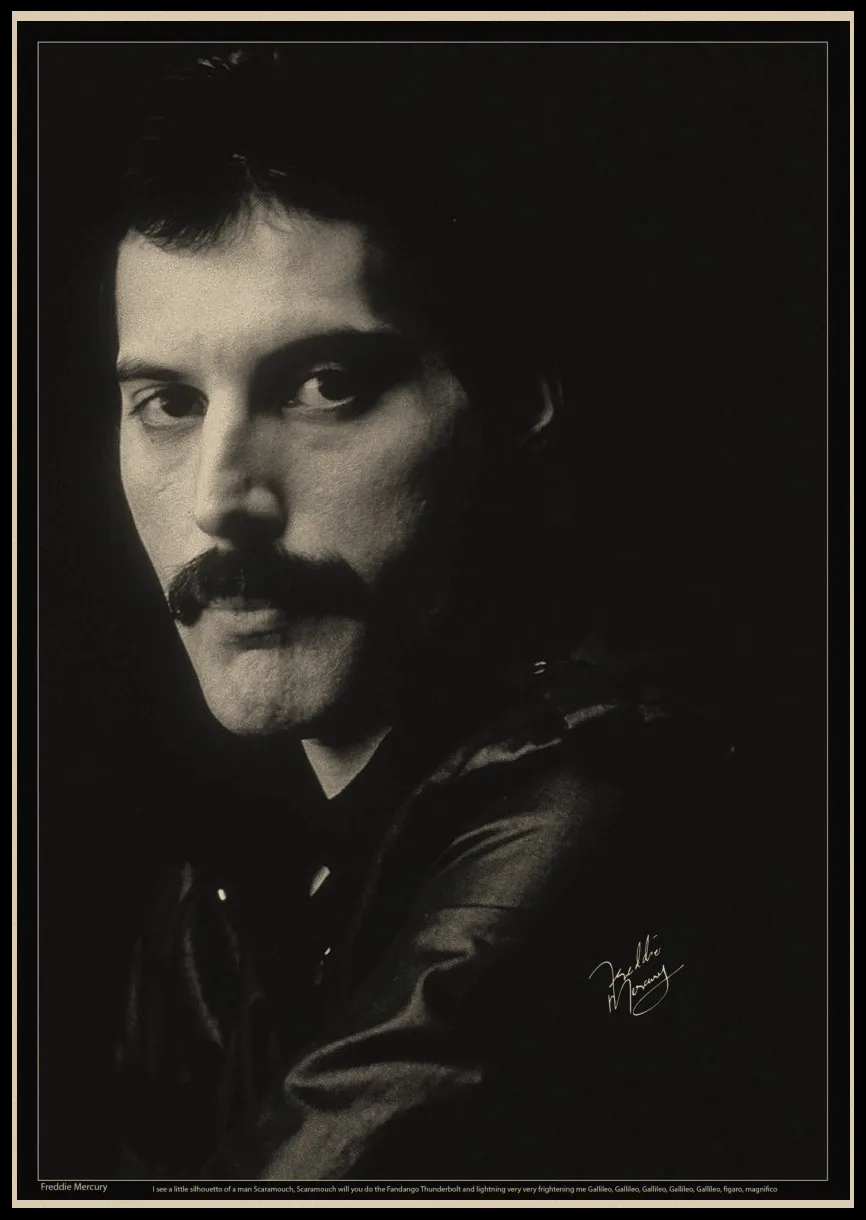 С группой Queen музыкальный крафт-бумага плакат Фредди Меркьюри черные мужские