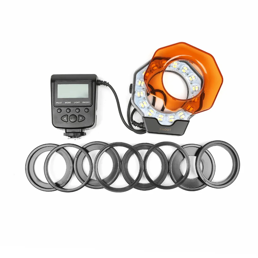 Снимать макро светодиодный Кольцевая вспышка светильник для Nikon D5300 D5100 D3400 D3100 D7200