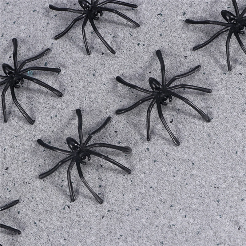 100 pcs Plastic Fake Spider Practical Jokes Props Realistic for Prank Halloween Party Decoration | Дом и сад