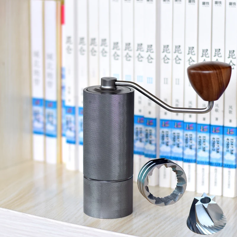 Molinillo de caf&eacute; manual de 6 n&uacute;cleos, rebaba de 38mm de acero inoxidable 420, molino de caf&eacute; port&aacute;til-0
