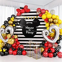 133pcs disney mickey minnie garland balloons arch kit silver heart foil ballon black red birthday party decors kids gift supplie
