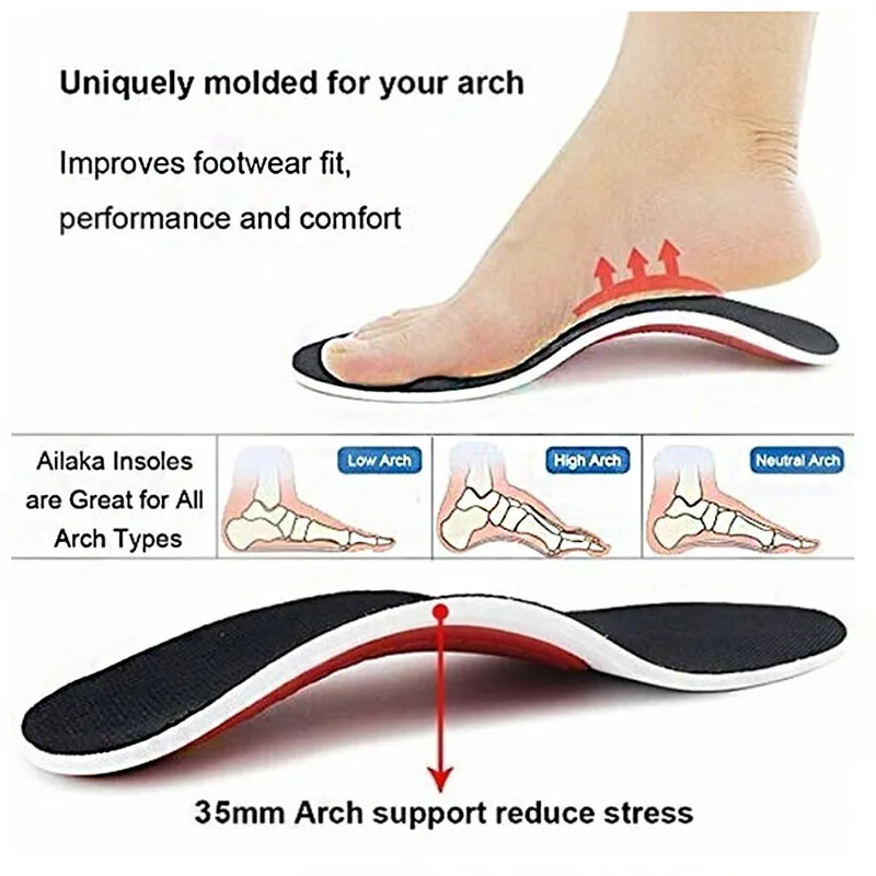 

Premium Orthotic Gel High Arch Support Insoles Gel Pad 3D Arch Support Flat Feet For Women / Men orthopedic Foot pain Unisex