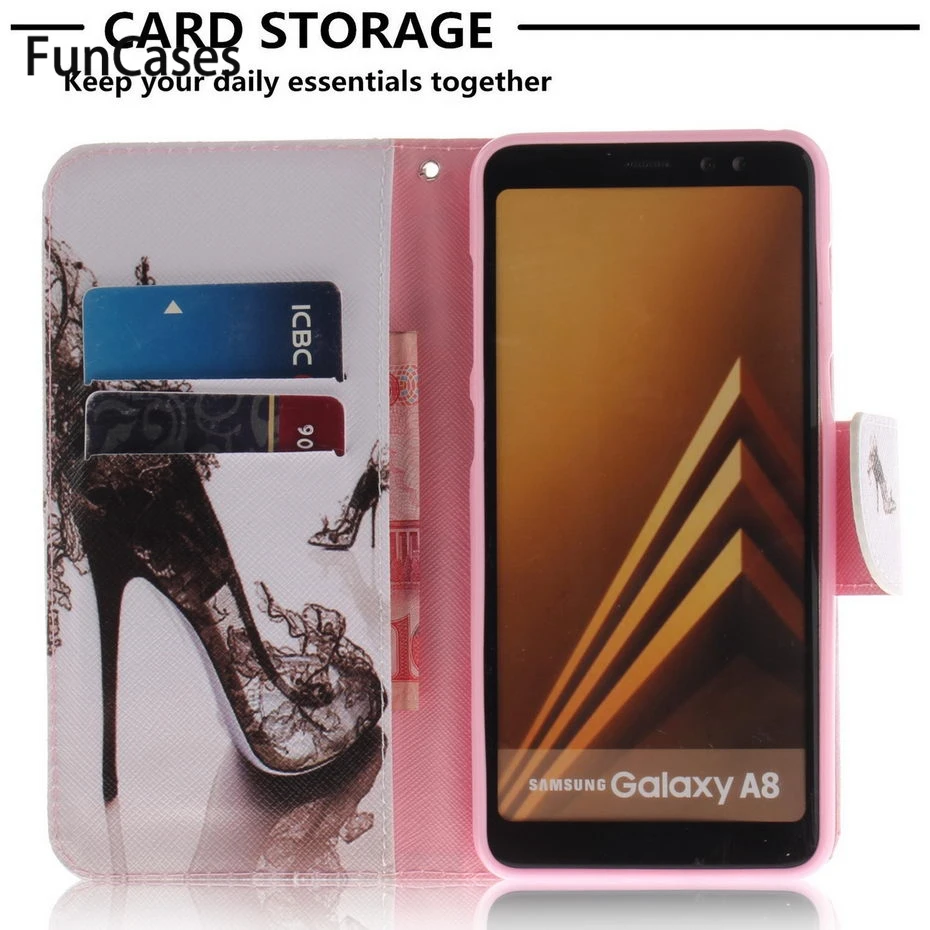 Роскошный флип-чехол из искусственной кожи для Samsung galaxy A8 2018 телефона кошелек
