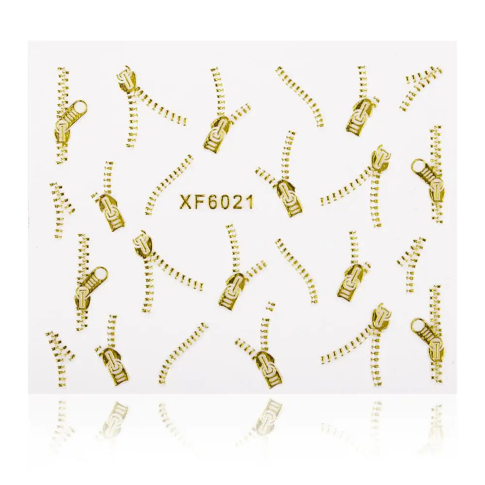 Позолоченная 3d-наклейка на молнии для дизайна ногтей наклейка самостоятельного