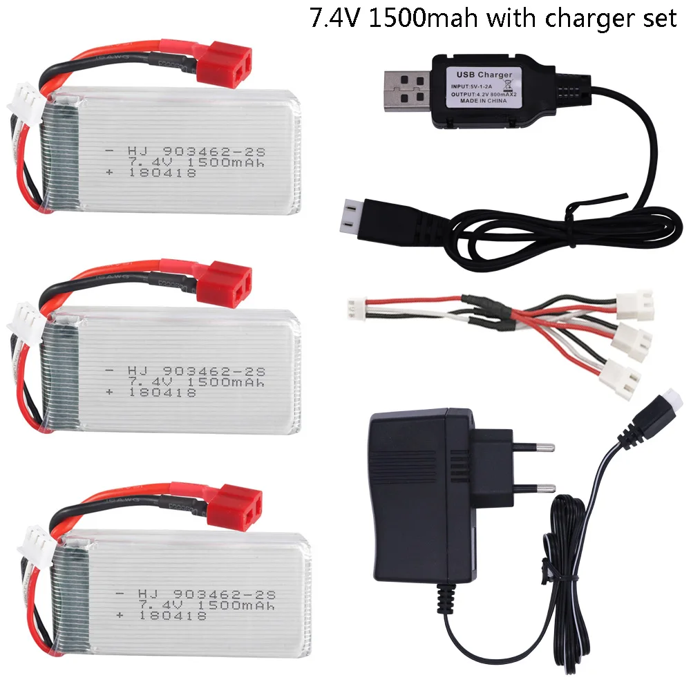 Литий Полимерный Аккумулятор 7 4 В 1500 мАч T plug 903462 с зарядным устройством USB для Wltoys