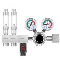 aquarium dual stage co2 regulator adjustable output pressure with dc solenoid and integrated high precision needle valve