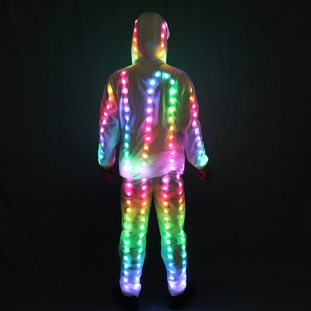 Chaqueta con luces LED a todo Color, abrigo, pantalones, traje de iluminaci&oacute;n para Rave, disfraz creativo para escenario exterior, vestido de lujo para fiesta de navidad-4