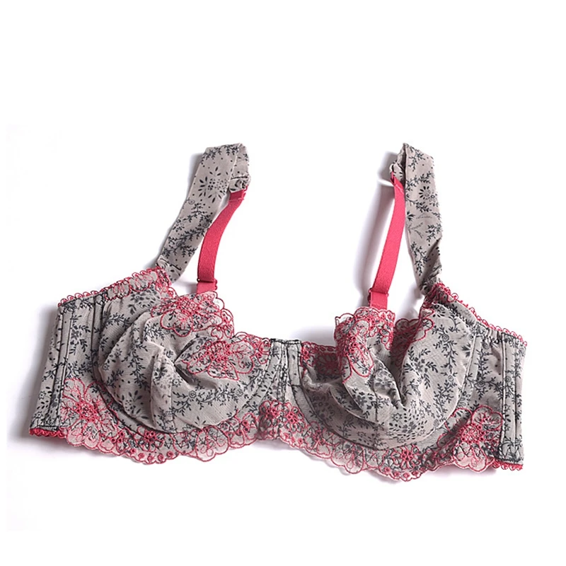 Стальной бюстгальтер с принтом кружевной собранное нижнее белье ультратонкий