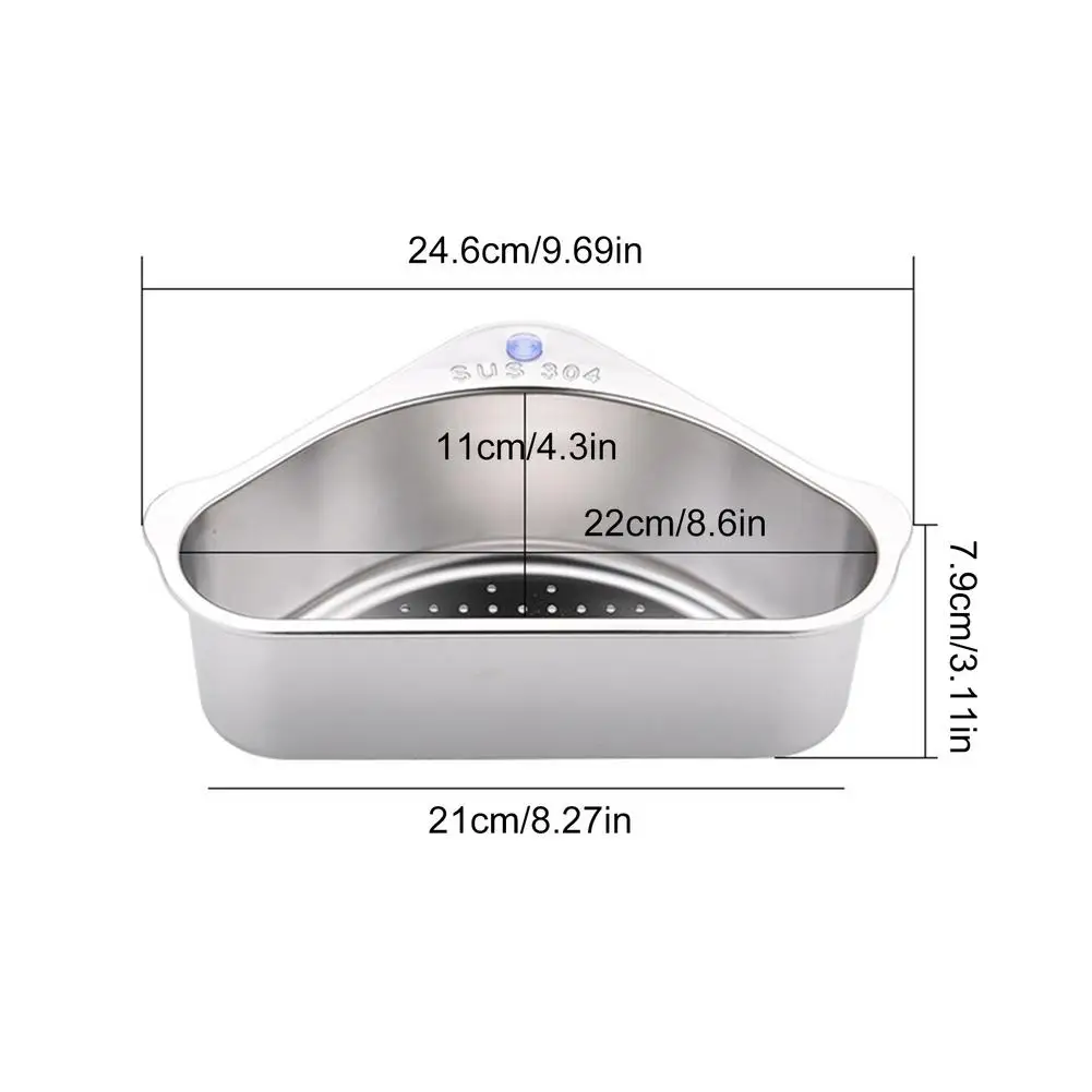 

Sink Basket Suction Cup Kitchen Drain Shelf Triangular Drain Basket For Support Corner Sink Filter Frame Rag Storage Basket