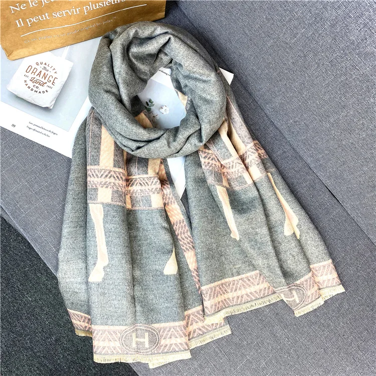 

luxury brand woman winter scarf fashion female shawls cashmere handfeeling winter wraps flower weave winter hijab scarf