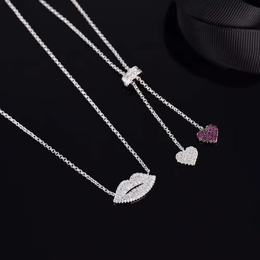 Женская мода ювелирные изделия микро-кристалл белый губы ожерелье с кулоном