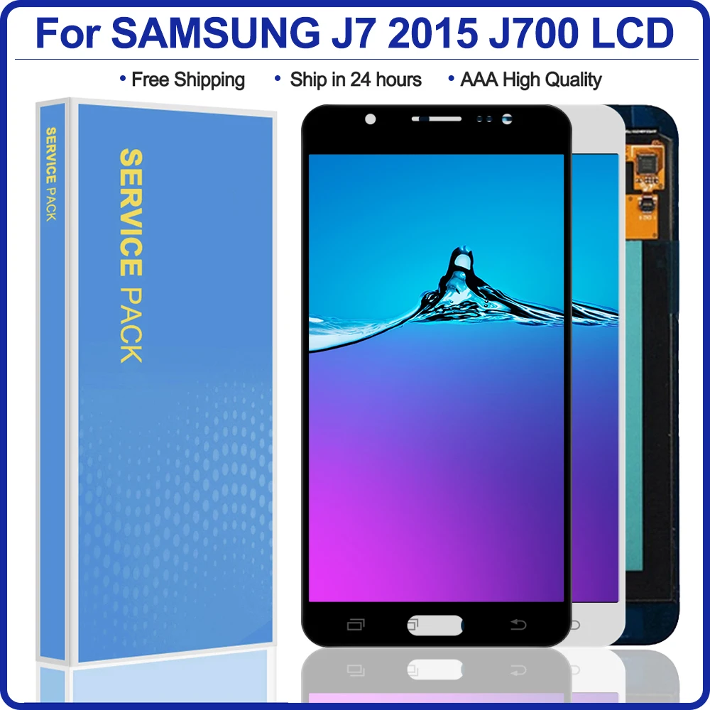 Сменный ЖК дисплей AMOLED для SAMSUNG Galaxy J7 2015 J700 SM J700F J700H J700M сенсорный экран с цифровым