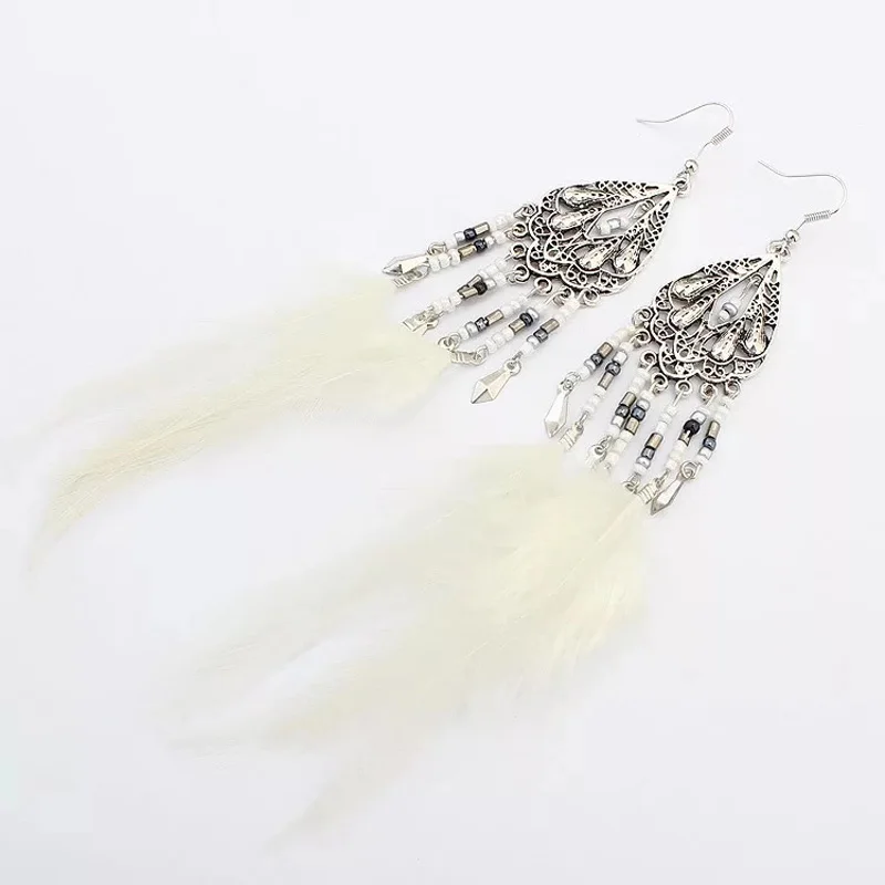 Модные Ретро преувеличенные богемные капли воды бусины в виде риса перо