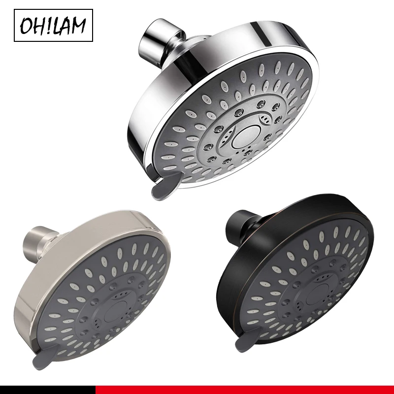 high pressure fixed shower head 5 setting bathroom showerhead 4 inch high flow shower head adjustable metal swivel ball joint free global shipping