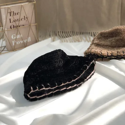 

Y2K Aesthetics Bucket Hat For Women E Girl Fisherman's Hat Harajuku Lamb Wool Unisex B Boy Outdoor Warm Street Hat Accessories