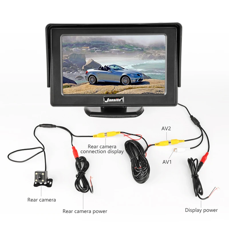 

JMCQ 4.3" Car Monitor For Rear View Reverse Camera TFT LCD Display HD Digital Car Rear View Parking Backup