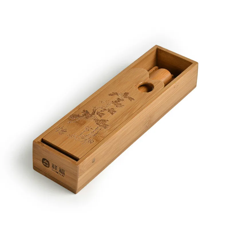 Tang Feng Song Yun-abrazadera de t&eacute; de bamb&uacute; para seis Caballeros, cuchara de t&eacute; para Ceremonia de t&eacute;, Accesorios para Juego de t&eacute; de Kung Fu, Siteel-4
