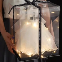 luxury design diy 31cm wedding dress model with box with light valentines day for girlfriend women wife mothers day gifts