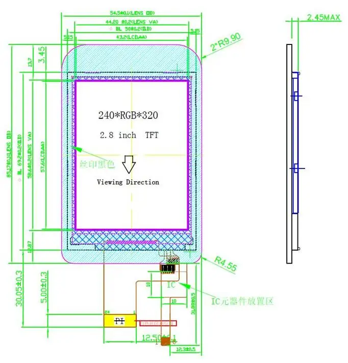 2,8 дюйма 40P 262K SPI TFT ЖК-дисплей 6P емкостный Сенсорный экран ILI9341 ST7789S Водительская подушка безопасности 240(RGB)* 320 GT911 сенсорный экран IC 8/16Bit параллельно