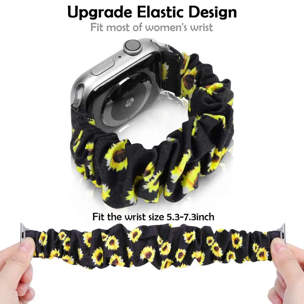 Ремешок scruntie для Apple watch band 44 мм 40 браслет соло-часов серии 6 SE 5 4 3 38 42