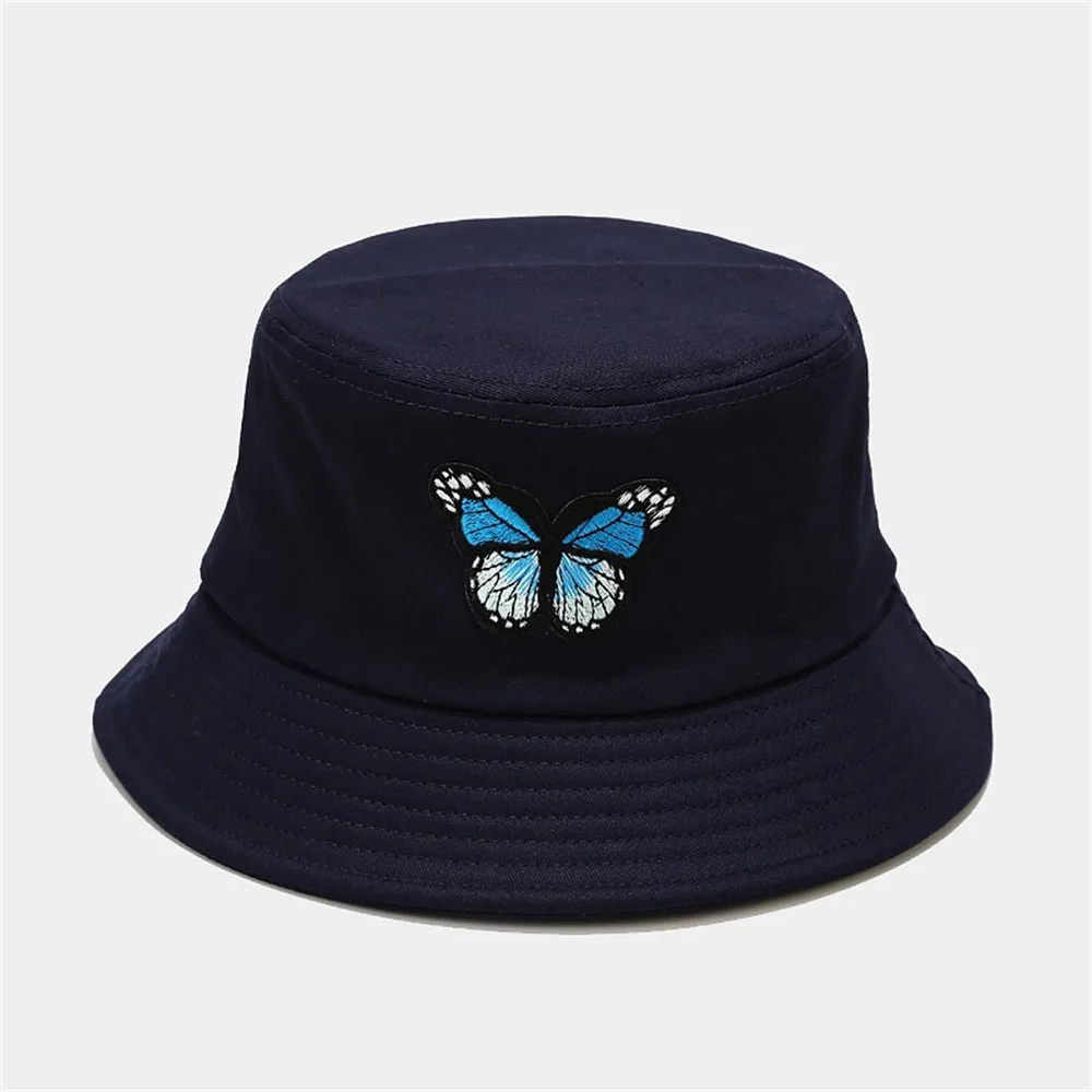 

Blue Butterfly Bucket Hat Men Women Outdoor Summer Bucket Hats Anti-sunburn Fishing Fisherman Hats Flat Beach Sun Hat Cap