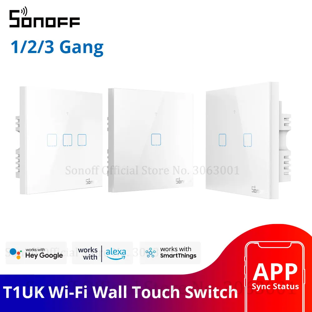 Беспроводной настенный сенсорный выключатель SONOFF новый T1UK wi fi таймер 1/2/3